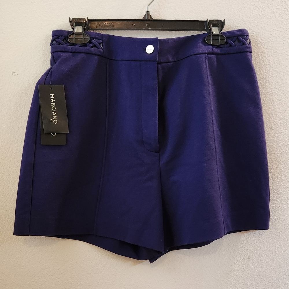 Marciano Mariella Ponte Shorts High Waist Jet Stream Blue Size‎ Large NWT